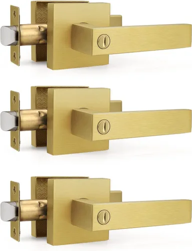 Vista 27 de Gobrico 1 paquete de manijas cuadradas de privacidad para puerta en acabado negro mate, manijas interiores sin llave, reversibles para puertas