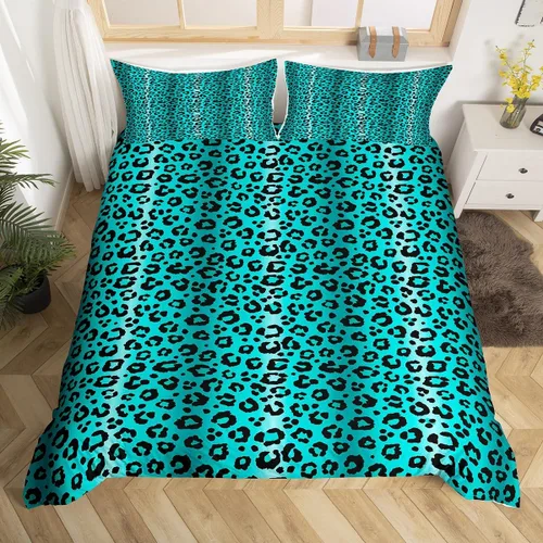 Vista 11 de Feelyou Leopard Bedding Set Twin Size, Cheetah Print Comforter Cover for Kids Boys Girls Animal Duvet Cover Safari Bedspread Cover Zipper