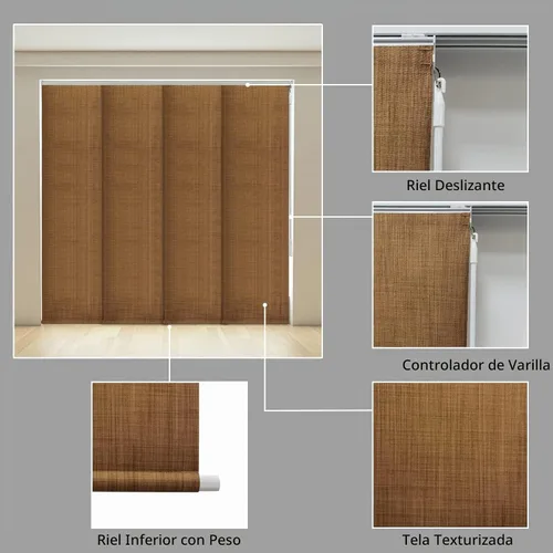 Vista 5 de LETAU - Persianas sin cordones con riel, paneles deslizantes, 100% opacas, hechas a medida, persianas verticales para puertas corredizas, ventanas