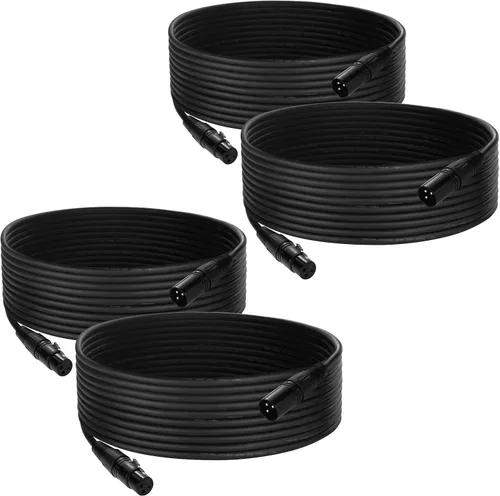 Vista 8 de Cable DMX de 100 pies, paquete de 2 cables flexibles de señal XLR de 3 pines macho a hembra, adecuado para señal de iluminación de escenario, cables