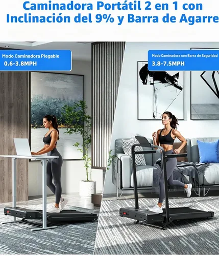 Vista 2 de Superun Waking Pad Treadmill with Incline, 3.0HP and 300 LBS Capacity Negro oscuro