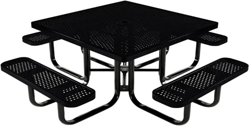 Vista 56 de COATEDOUTDOORFURNITURE Mesa de picnic cuadrada de 46 pulgadas, expandida, color negro