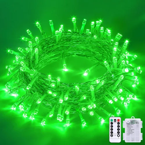 Vista 32 de JMEXSUSS Luces de Navidad multicolor que funcionan con pilas con 8 modos de control remoto, impermeables, 33 pies, 100 luces LED de Navidad