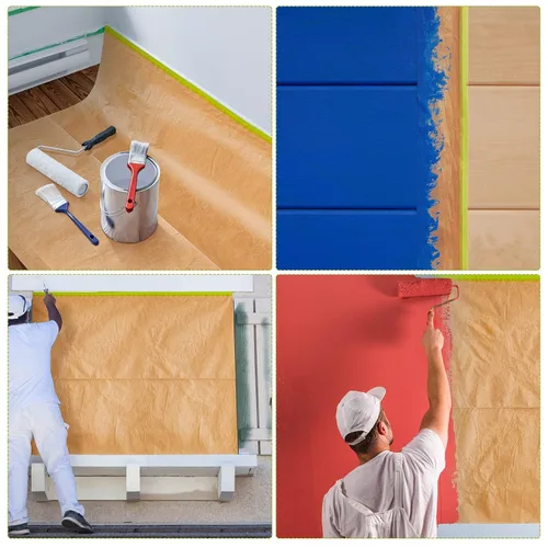 Vista 5 de Leinuosen Juego de 8 rollos de cinta adhesiva que incluye 6 tamaños surtidos de papel de pintura y 2 vehículos, cinta de pintura de carrocería