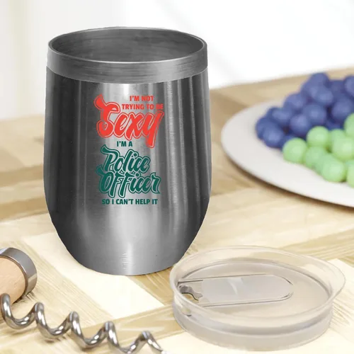 Vista 2 de I'm a Police Officer Can't Help Being Sexy Coffee & Tea Mug or Cop Decor - 12oz Wine Tumbler Stainless Steel