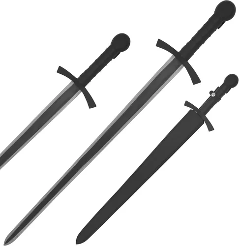 Vista 42 de Medieval Warrior Knights Templar Long Sword with Sheath Steel Guard, Leather Wrapped Handle