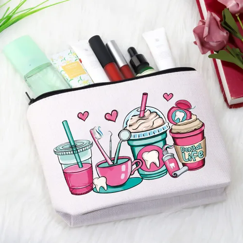 Vista 5 de GJTIM Bolsa de cosméticos para enfermeras e higienistas - Regalo de asistente dental con bolsa con cremallera