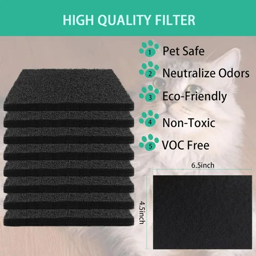 Vista 2 de Lubise 8 filtros de carbón de 0.4 pulgadas compatibles con caja de arena Van Ness para gatos, filtros de olor de repuesto de carbón activado de alta