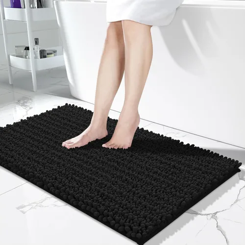 Vista 92 de Yimobra Alfombras de Baño Antideslizantes Lavables - Alfombra de Baño de Chenilla Ultra Suave Absorbente, Alfombra Peluda de Secado Rápido para Negro