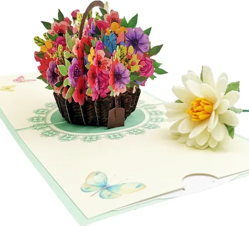 Vista 4 de Paquete de 5 tarjetas emergentes de flores, tarjetas de felicitación 3D, surtido para mujeres u hombres en todas las ocasiones, aniversario, día