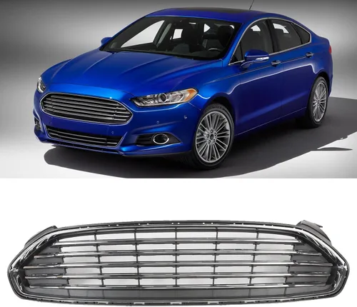 Vista 8 de Parrilla para parachoques delantero inferior, ajuste para Ford Fusion/Mondeo 2013-2016, estilo Mustang, color negro cromado