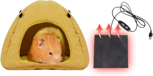 Vista 10 de MANON ROSA Hamster Hideout - Cama de invierno - Acogedora jaula para mascotas, almohadilla térmica y hamaca colgante para animales pequeños