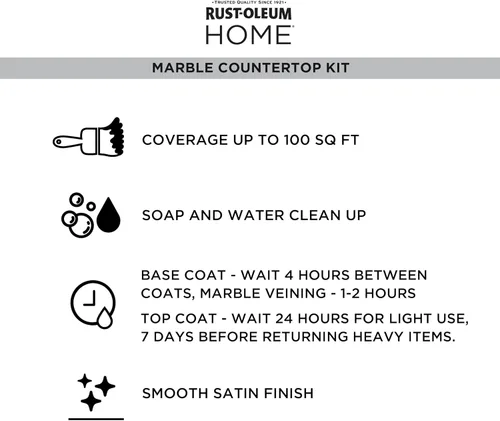 Vista 8 de Rust-Oleum 369548 - Kit de revestimiento para encimera de mármol para el hogar, 72 onzas líquidas, negro