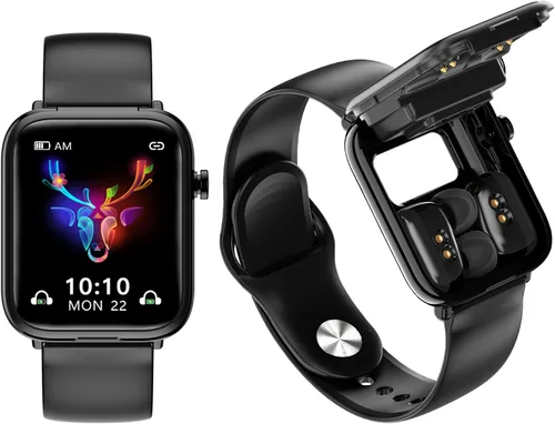 Vista 7 de Tuanzi X8S Reloj inteligente 2 en 1 con audífonos, TWS, Bluetooth, monitor de salud, reloj deportivo, rastreador de actividad (X8S-negro)