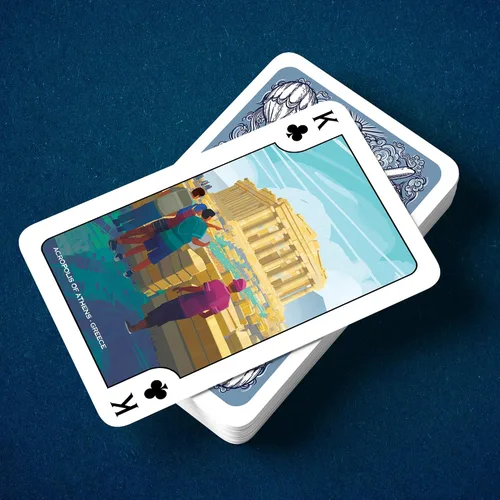 Vista 4 de Underdog Games Cartas de juego con temática de alrededor del mundo 52 piezas de impresionante arte personalizado Un destino único en cada carta