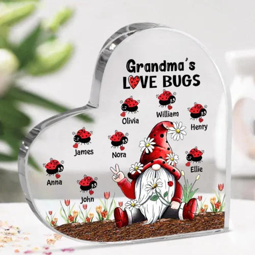 Vista 7 de Placa acrílica personalizada con forma de corazón para nietos en tu corazón, regalo para abuela, abuela, mamá, cumpleaños, día de la madre, Navidad