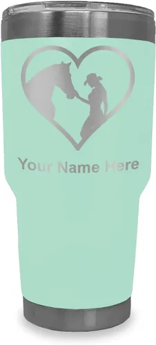 Vista 11 de LaserGram Vaso aislado al vacío de 20 onzas, corazón de vaquera de caballo, grabado personalizado incluido (negro)