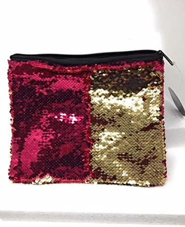 Vista 4 de Estuche de lentejuelas Mermaid fucsia y dorado - Grande, Oro