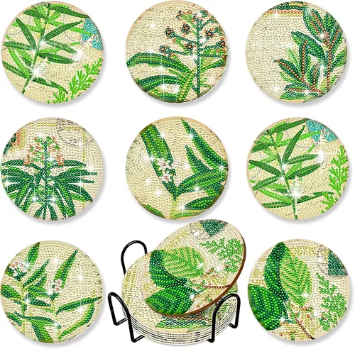 Vista 28 de 6 piezas de posavasos de pintura de diamante Posavasos de arte de diamante Pintura de arte de diamante de trasero de animal Regalo de arte