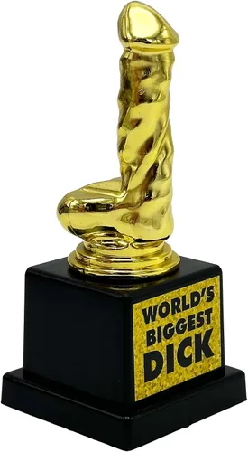 Vista 4 de Island Dogs Trofeo divertido de la novedad de la polla más grande del mundo – Divertido regalo de humor para adultos, premio de estatua de plástico