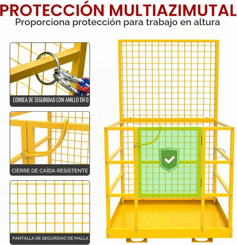 Vista 3 de YITAMOTOR Jaula de seguridad para carretilla elevadora de 43 x 45 pulgadas Amarillo: 43 x 45 pulgadas