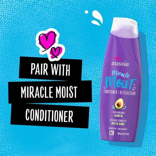 Vista 6 de Aussie Champú húmedo milagroso para cabello seco sin parabenos, con aguacate y jojoba, 12.1 onzas líquidas