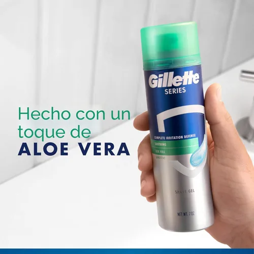 Vista 3 de Gillette Series 3X Action Gel de Afeitado, Sensible, Paquete Doble, 7 oz (Paquete de 2)