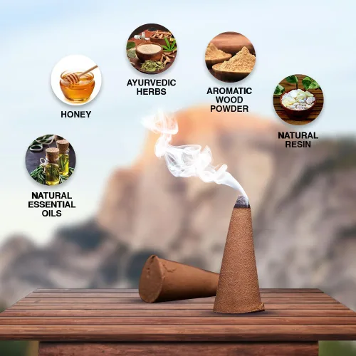 Vista 2 de ARO VATIKA Vedic Natural Masala 120 conos de incienso en paquete de 12 cajas 12 fragancias surtidas conos Dhoop Lo mejor para oración, reiki