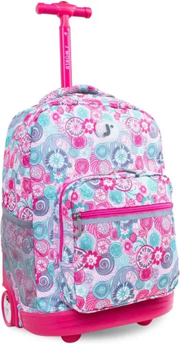 Vista 9 de J World Sunrise Kids - Mochila con ruedas para niñas y niños. Mochila con ruedas para la escuela, Aurora, 18 pulg