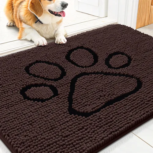 Vista 204 de Smiry Tapete para puerta de perro para patas fangosas, absorbente y Gris y negro