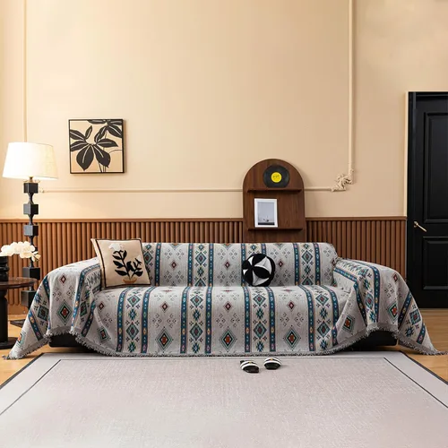 Vista 43 de VClife Funda para silla con acento azteca bohemio de 59 x 71 pulgadas, funda reversible y lavable de felpilla para sillón, color marrón castaño