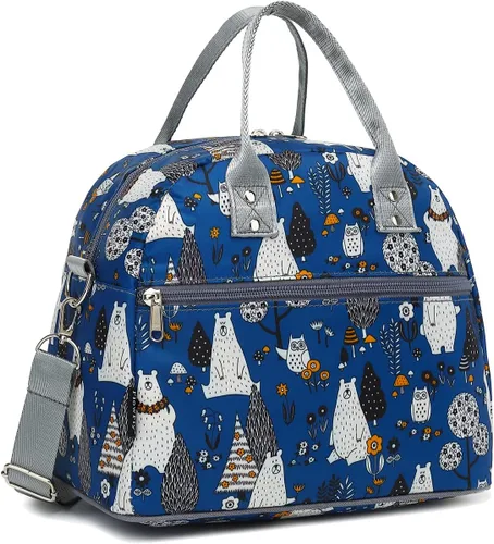 Vista 29 de FlowFly Fiambrera térmica con correa de hombro y asas para mujer, hombre y niños, amplia y reutilizable, congelable, bolso organizador de alimentos