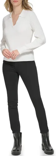 Vista 4 de Calvin Klein Suéter cómodo con detalle de manga acanalada esencial de gran tamaño para mujer