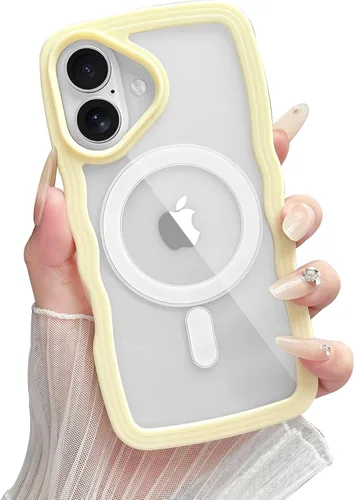 Vista 51 de Yeddabox Magsafe - Funda compatible con iPhone 13, diseño de ondas, lindo marco de colores de caramelo con ondas de agua, a prueba de golpes