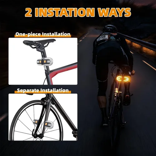 Vista 4 de Luces traseras de bicicleta con señales de giro, control remoto inalámbrico, carga USB, luz trasera de bicicleta, luces de bicicleta integradas e