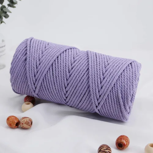Vista 44 de Cordón de macramé beige de 0.078 pulgadas x 220 yardas, cuerda de algodón torcido de 4 hebras natural para colgar en la pared, manualidades, cordel
