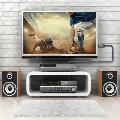 Vista 9 de Monster Cable óptico activo de la serie M con certificación Lightwave HDMI de 2.1-48 Gbps con conector de extrusión de aluminio, V-Grip, funda
