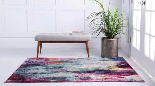 Vista 3 de Unique Loom Chromatic Collection - Alfombra abstracta moderna, colorida y vibrante para decoración de cualquier hogar
