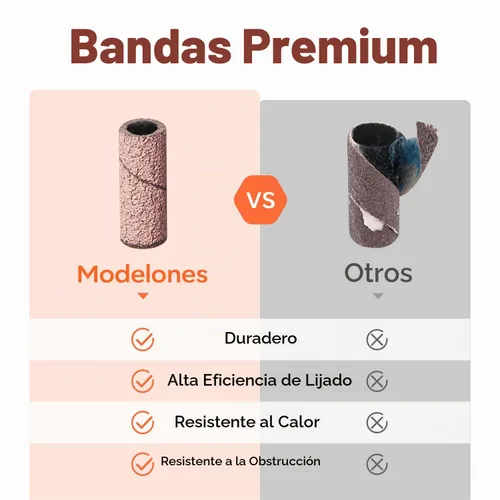 Vista 4 de Modelones - Broca de uñas, 200 unidades, mini bandas pequeñas para lijar uñas