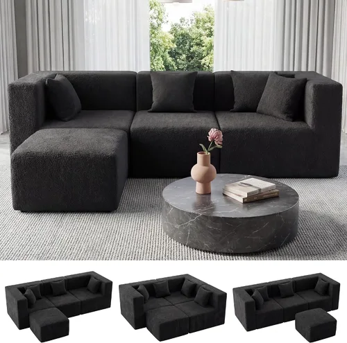 Vista 9 de MONVANE Sofá cama convertible de 55.5 pulgadas, sofá cama 2 en 1 sin hueso con bolsillo de almacenamiento, cómodo sofá de asiento profundo