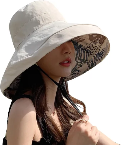 Vista 22 de HUAMULAN Sombrero de Sol de Verano de Ala Ancha para Mujeres con Borde Alambrado Sombrero Bucket de Playa y Pesca Reversible Plegable de Viaje
