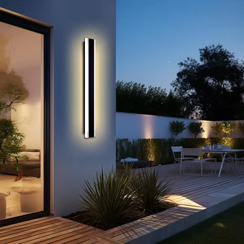 Vista 14 de Lámpara de pared para exteriores, moderna lámpara de pared LED larga, color negro, IP65, impermeable, 12 W, 3000 K, luces de pared rectangulares