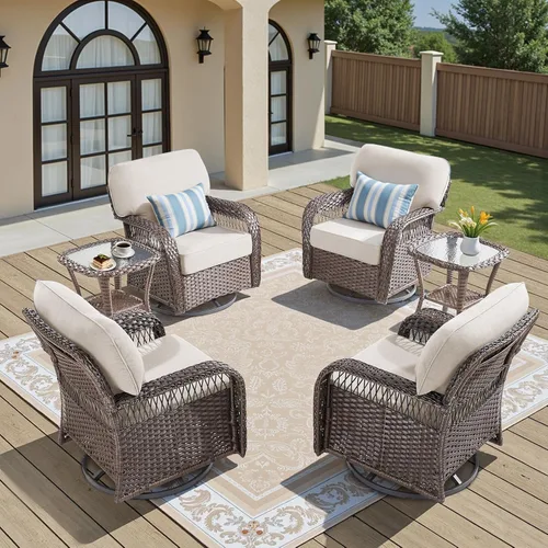 Vista 28 de Sofá de mimbre para patio al aire libre de 75 pulgadas, sofá de ratán para todo tipo de clima, sofá de respaldo alto con asiento profundo y funda
