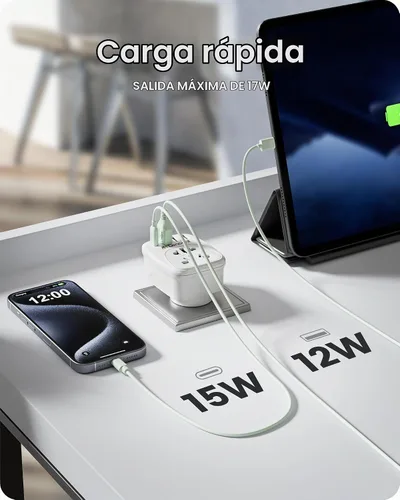 Vista 5 de LENCENT Adaptador de enchufe del mundo a los E.E.U.U. con 3 USB y 1 PD Tipo-c Puertos de carga rápida rápida, tipo B Europa Europa/Reino