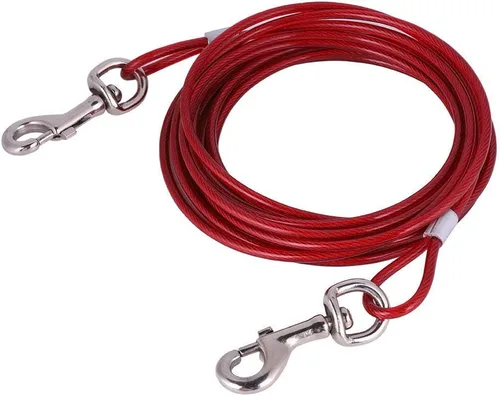 Vista 9 de Fdit Cuerda de correa para perro, alambre de acero resistente, 0.197 in x 16.4 ft, rojo, cable de seguridad para mascotas a prueba de mordeduras