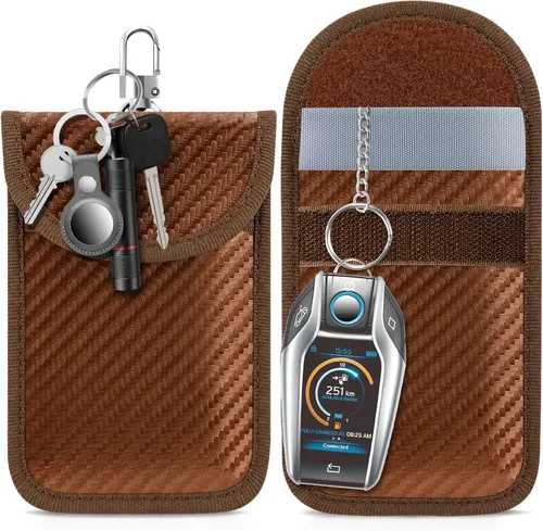 Vista 10 de lanpard Bolsa Faraday para Llaves de Coche, Bolsa Faraday, Soporte de Bloqueo de Señal RFID para Coche, Protector de Llavero, Jaula de Llavero Negro