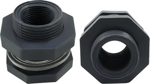 Vista 13 de 2 piezas Accesorio de Mamparo de PVC NPT1, Conector de Tanque de Agua de Plástico de 1 Pulgada Roscado Pasante, Accesorios de Tubería Pasante