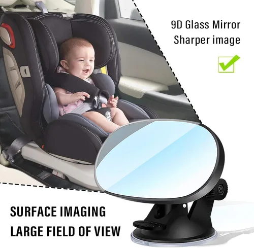 Vista 4 de Espejo de coche para bebé, con ventosa HD, gran angular, convexo, espejo retrovisor para automóvil con ajuste de 360°, accesorios interiores