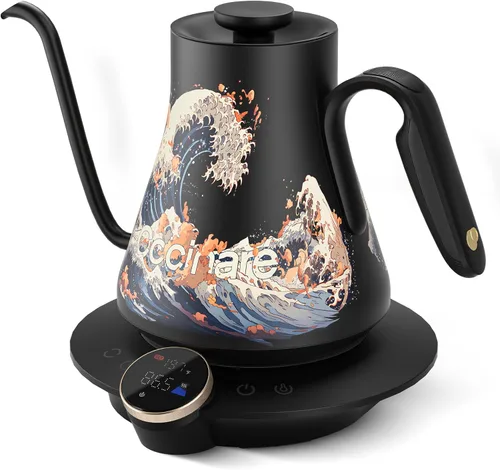Vista 10 de Cocinare Hervidor eléctrico de cuello de cisne, control preciso de temperatura de ±0.5 °F, calentamiento rápido de 1500 W, café y té, acero Blossom