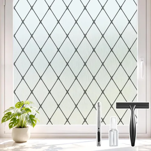 Vista 13 de Reeded Glass Privacy Window Film Static Cling for Home Clear